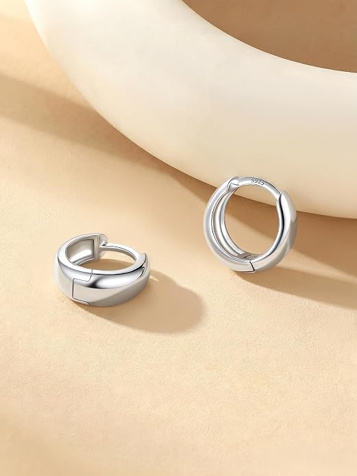 Bestyle Gold Huggies Earrings for Women Hypoallergenic 925 Sterling Silver Post Huggie Hoop Earrings Thick Lightweight Small Hoop Earrings 8/10/12/14mm