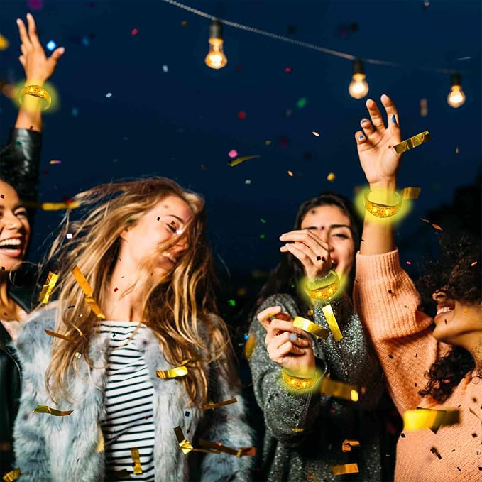 24 Pcs LED Glow Bracelets Sound Activated Led Flashing Bracelet Music Control Light Up Bracelets,Glow in The Dark Party Supplies For Birthday Carnival Concerts Night Events Christmas Gift (yellow)