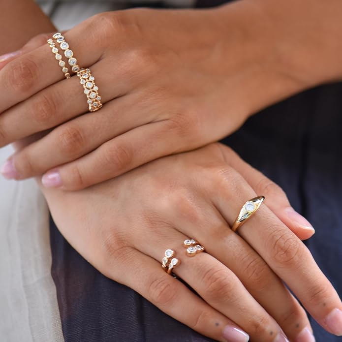 espere 14K Gold Thin Dome Ring for Women | Gold Pinky Ring Minimalist Signet Ring