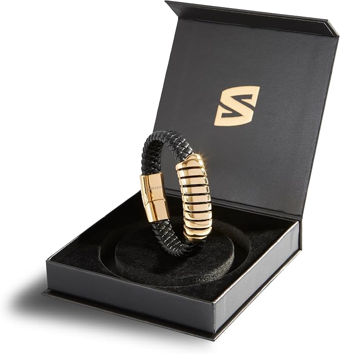 SERASAR Premium Leather Bracelet Men | Stainless Steel Magnetic Clasp | Three Colors | Jewelry Box Included