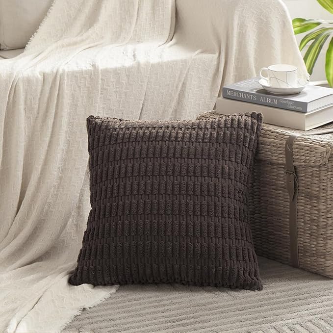 Fancy Homi 4 Packs Decorative Throw Pillow Covers for Living Room Couch Bed, Modern Farmhouse Boho Home Décor Accent Cushion Case, 26" x 26", Dark Brown