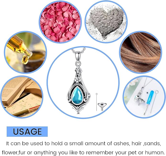 Seiyang Urn Necklace for Ashes 925 Sterling Silver with Birthstone Cremation Jewelry Keepsake Ashes Pendant Necklace Memorial Jewelry for Women Loved One