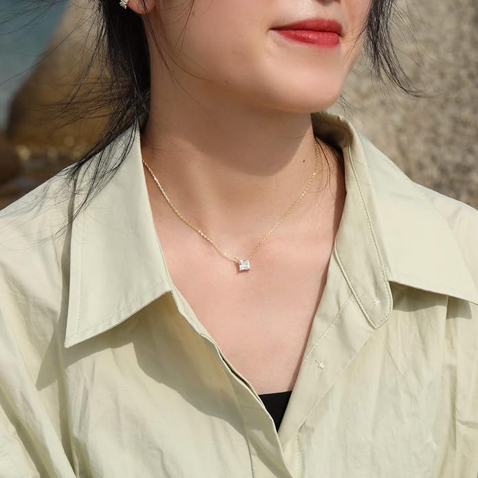 S.Leaf 18K Gold Plated Cubic Zirconia Choker Necklace for Women 925 Sterling Silver Layered Coin Moon Star Heart Circle Crystal Lariat Pendant Necklaces Gifts for Women Trendy