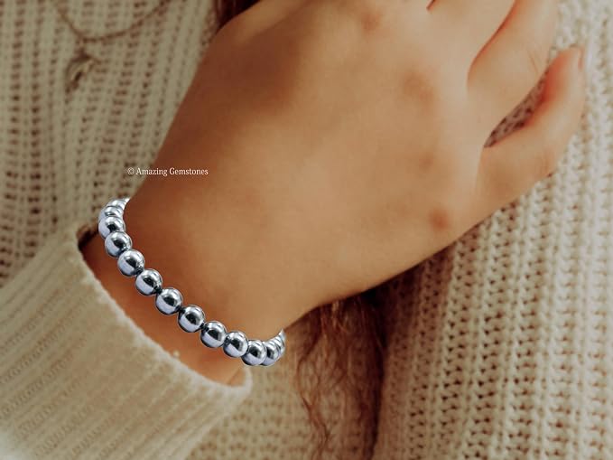 Amazing Gemstone Black Pearl Bracelet for Women Men's Gifts - Protection Healing Crystal Bracelet - 8mm Gemstone Beaded Adjustable Bracelet Pulseras para Hombres Mujer Stocking Stuffers