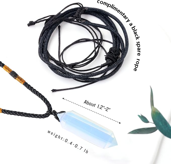 Runyangshi Opal Healing Crystal Pendants, Double Pointed Crystal Quartz Necklace 6 Faceted Chakra Crystal Wand Stone