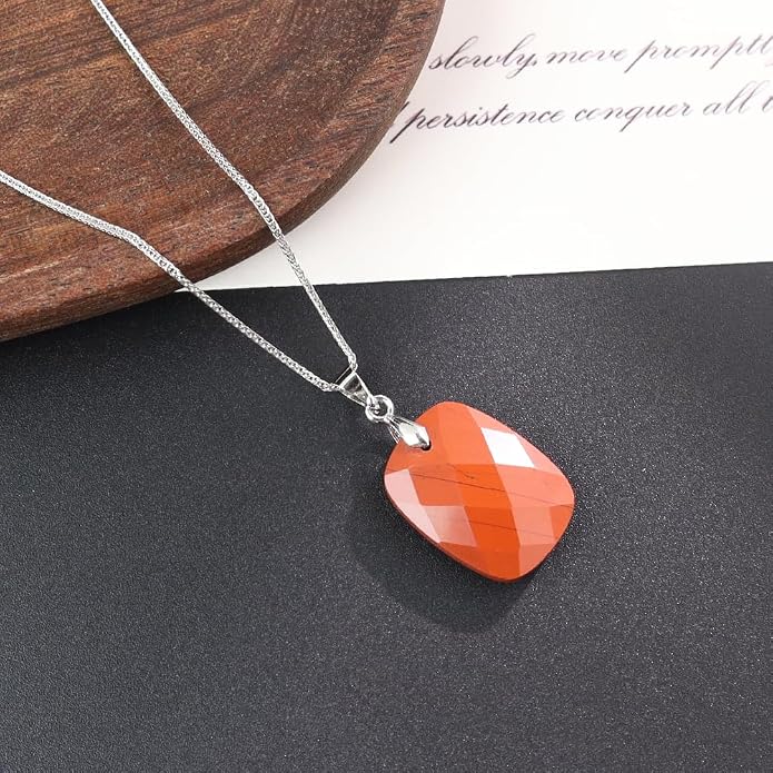 iSTONE 925 Sterling Silver Natural Crytral for Womens Pendant Necklace, Gemstone Birthstone with 17.8" Silver Chain Ladies