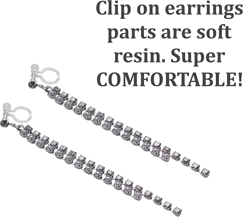Dangle Silver Invisible Clip On Earrings for Women Not Pierced Gold Crystal Rhinestone Comfortable Hoop Fringe Long Chain Clip On Earrings