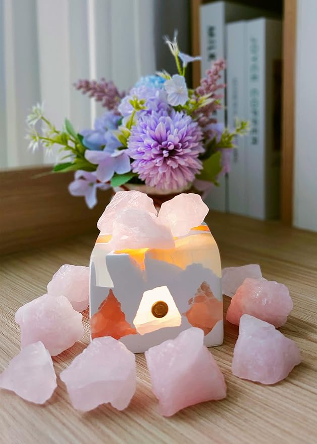 Luckeeper 0.5 lb Rough Crystals Bulk Raw Rose Quartz Healing Stones for Tumbling, Wire Wrapping, Wicca Reiki,Meditation and Home Decor