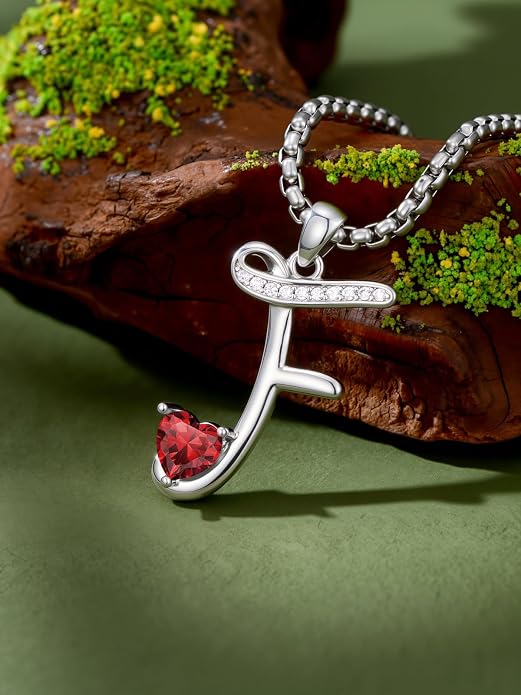 Birthday Gifts for Women Alphabet A to Z Initial Birthstone Pendant Necklaces for Women - 18k White Gold Plated Personalized Name Jewelry Anniversary Graduation Gifts for Wife Her Daughter Girlfriend(with Gift Box)