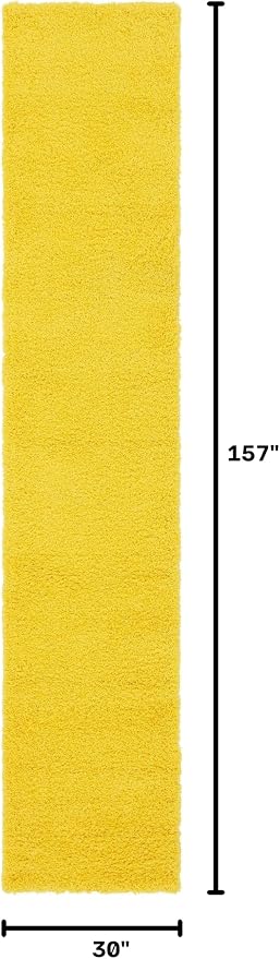 Unique Loom Solid Shag Collection Area Rug (2' 6" x 13' 1" Runner, Tuscan Sun Yellow)