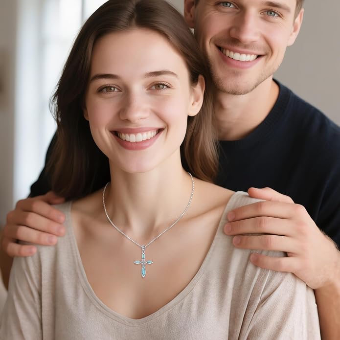 LUHE Celtic Knot Cross Necklace Sterling Silver Birthstone Polished Religious Infinity Celtics Jewelry Gifts for Women