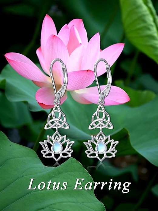 Dorunmo Moonstone Dangle Drop Earrings s925 Sterling Silver Leverback Earrings Filigree Moonstone Jewelry Birthday Gifts for Women