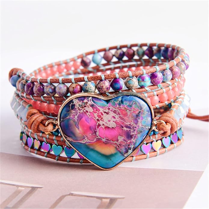 YGLINE Natural Stone Bracelet 3 Wraps Bracelet Handmade Boho Bracelet for Women Bracelet