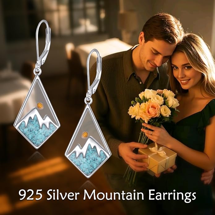 AOBOCO Mustard Seed Earrings for Women Sterling Silver Mountain Cross Earrings Dangle Christian Religion Jewelry Mothers Day Birthday for Mom Wife Friends