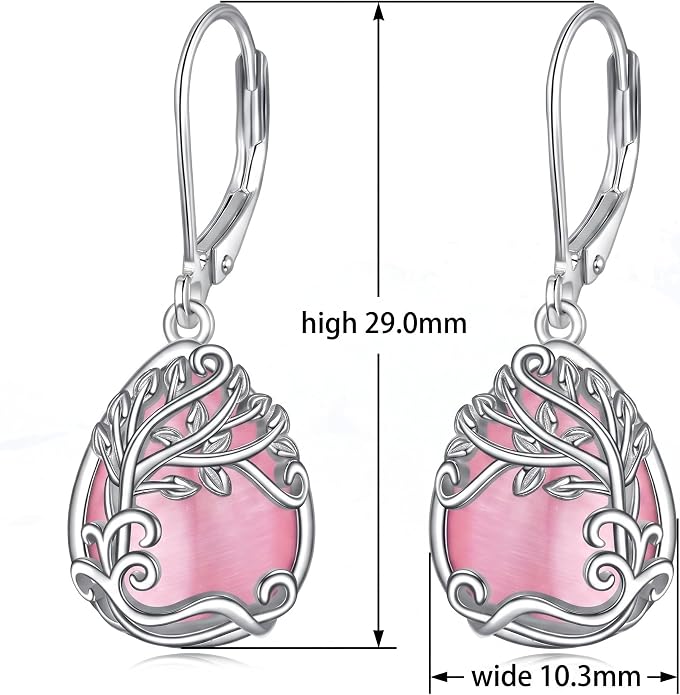 Teardrop Tree of Life/Filigree Earrings for Women Dangle Leverback Earrings Jewelry Gift Anniversary For Her