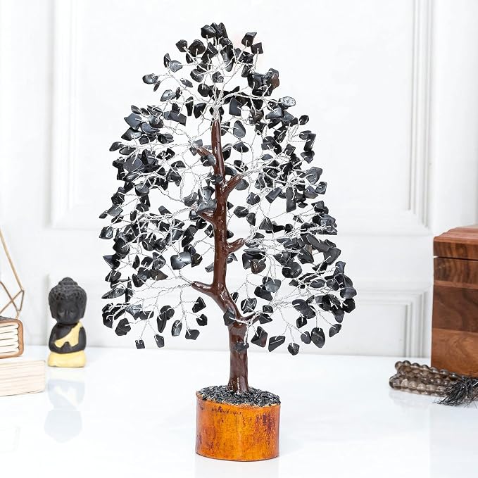 Crocon® Black Tourmaline Crystal Tree of Life Birthday Gifts for Men, Dad, Friend Healing Crystals Spiritual Shelf Crystal Decor Feng Shui Table Decor Gift for Men Housewarming Unique Home Decor