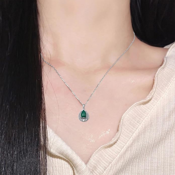 PELOVNY Celtic Knot Necklaces for Women 925 Sterling Silver Gemstone/Birthstone Teardrop Infinity Necklace Irish Celtic Pendant Jewelry Gifts for Mom Daughter Wife