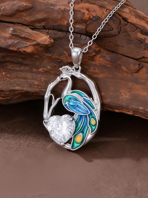Midari Ocean Necklace 925 Sterling Silver Flamingo Mama Bear Dolphin Penguin Sea Turtle Axolotl Desert Cactus Nautical Rudder Tropical Palm Compass Wave Pendant Boho Jewelry Gifts for Women Men