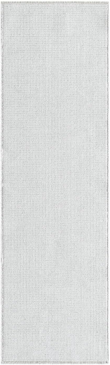 LUXE WEAVERS Two-Tone Fringed Runner Rug White 2x7