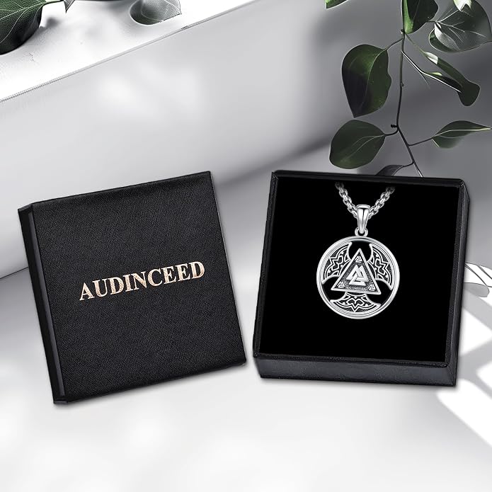 Thors Hammer Necklace/Viking Tree of Life/Valknut/Vegvisir/Triskelion/Sword/Spear Point Arrowhead/Urn Necklace for Ashes/Compass Necklace 925 Sterling Silver Amulet Jewelry for Men Women