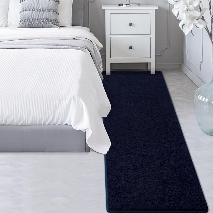 Gifeas Ultra Soft Modern Runner Rugs for Living Room Bedroom, 2x6 Feet Navy Blue Thickened Memory Foam Indoor Solid Minimalist Carpets, Non-Slip Comfy Area Rug for Boys Girls Nursery Room Home Decor