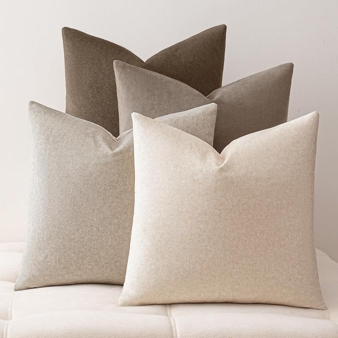a moment Waterproof Throw Pillow Covers Set of 4,18x18 Inch Outdoor Stain Resistant Pet Friendly Pillowcases Cushion Covers for Patio Sofa and Living Room,Boho Earth Tones