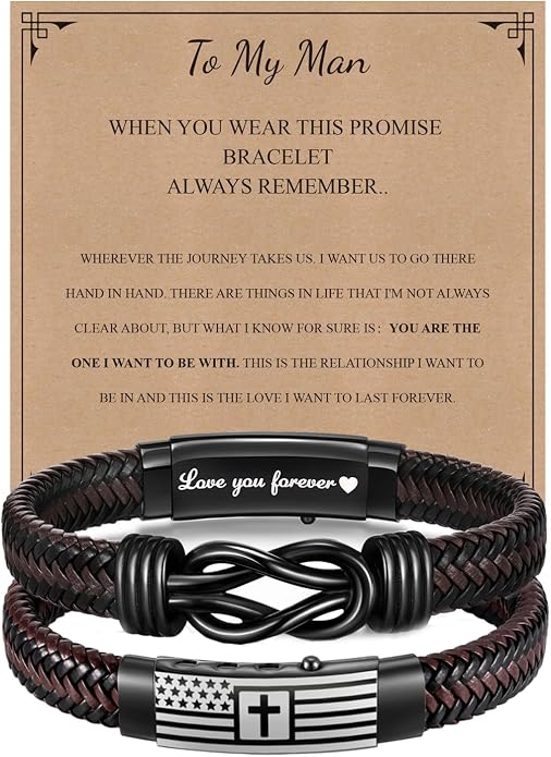 VNOX Men's Inspirational Mantra Engarved Handmade Braided Leather Adjustable Cuff Bangle Bracelet Encouragement Motivational Gift for Men