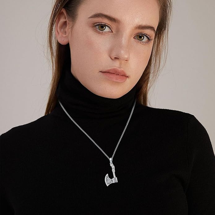 Viking Necklace 925 Sterling Silver Celtic Nordic Runes Amulet Necklace Viking Jewelry for Men Women