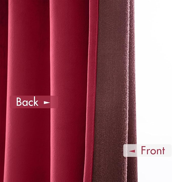 MIULEE Berry Blackout Velvet Curtains Drapes 84 Inch Long 52"x84" Bedroom | Luxurious Bedroom Living Room Decor, Room Darkening, Thermal Insulated, Rod Pocket Design, Super Soft Fabric