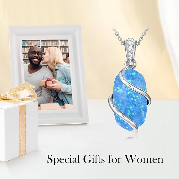 HPQQ Necklace for Women 925 Sterling Silver Dainty Gemstone Pendant Fine Jewelry Birthday Mothers Day Gifts for Mom Wife Her
