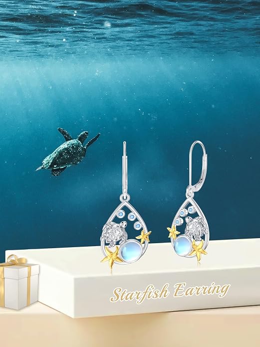 Dorunmo Moonstone Dangle Drop Earrings s925 Sterling Silver Leverback Earrings Filigree Moonstone Jewelry Birthday Gifts for Women
