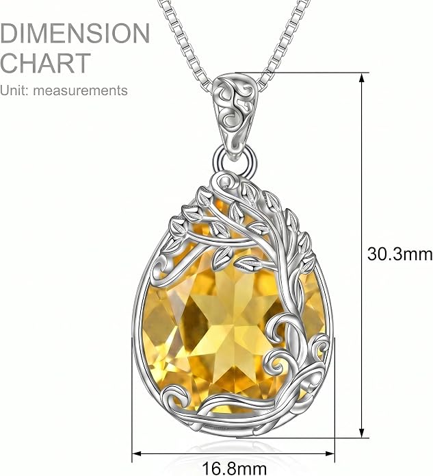 Teardrop Moonstone Necklace for Women Tree of Life/Filigree Birthstone Pendant Necklace Jewelry