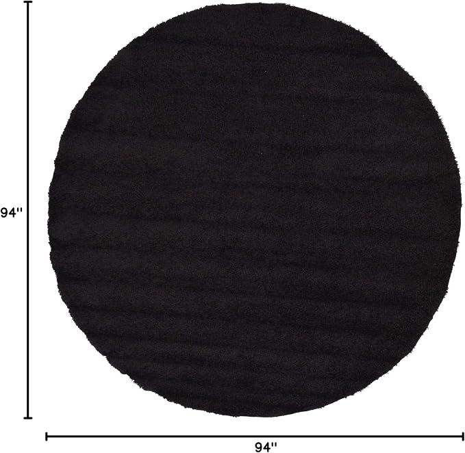 Unique Loom Solid Shag Collection Area Rug (7' 10" Round, Jet Black)
