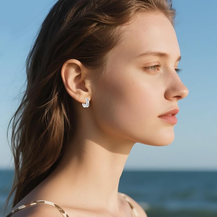 Sterling Silver Hoop Earrings Small Hoop Sun/Leaf/Triangle Huggie Earrings for Women Hypoallergenic
