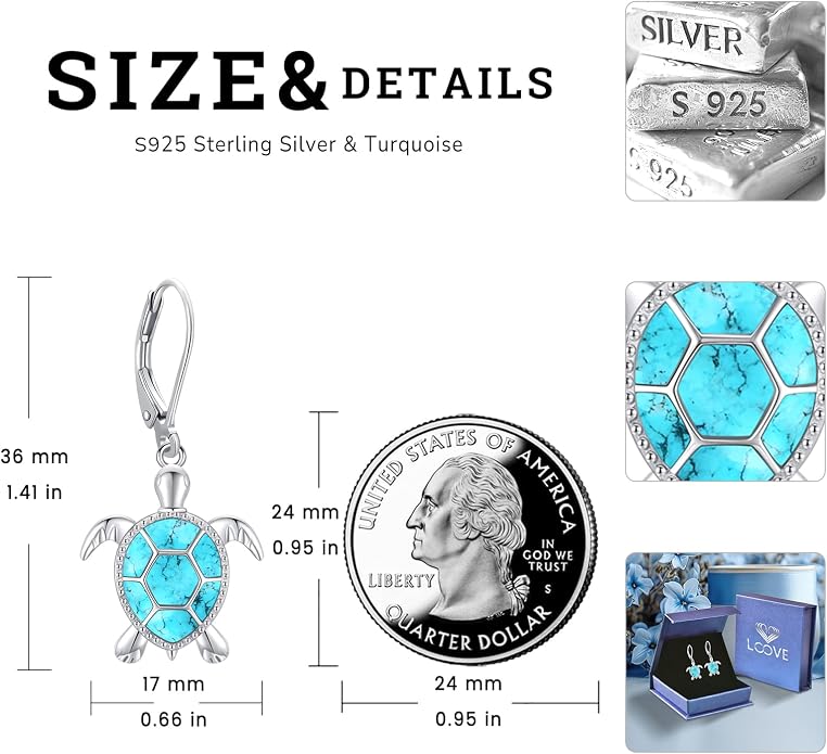 Tree of Life/Cat/Turtle/Butterfly/Flower/Celtic/Turquoise/Moonstone Dangle Earrings for Women Sterling Silver Cute Animals Drop Earrings Jewelry Gifts