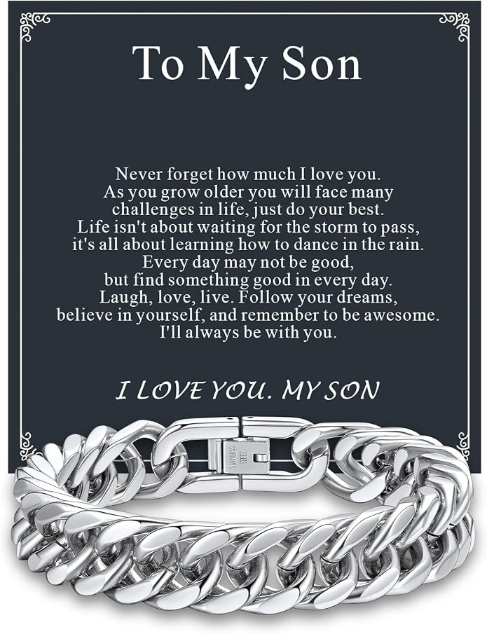 Supcare Unique Anniversary Birthday Valentines Fathers Day Stainless Steel Cuban Link Bracelets for Men Him, To My Man Dad Husband Love Always Remember Wrist Chain Bracelet Jewelry Gifts