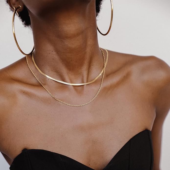 Hey Harper Gold Necklace For Women Trendy Necklace - 14K Golden PVD Coating Waterproof & Sweatproof Non Tarnish Jewelry Chain Necklaces