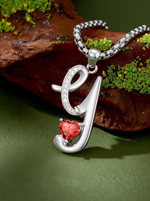 Birthday Gifts for Women Alphabet A to Z Initial Birthstone Pendant Necklaces for Women - 18k White Gold Plated Personalized Name Jewelry Anniversary Graduation Gifts for Wife Her Daughter Girlfriend(with Gift Box)