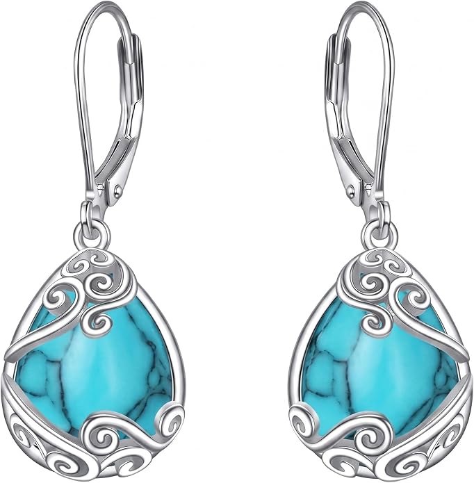 Teardrop Tree of Life/Filigree Earrings for Women Dangle Leverback Earrings Jewelry Gift Anniversary For Her
