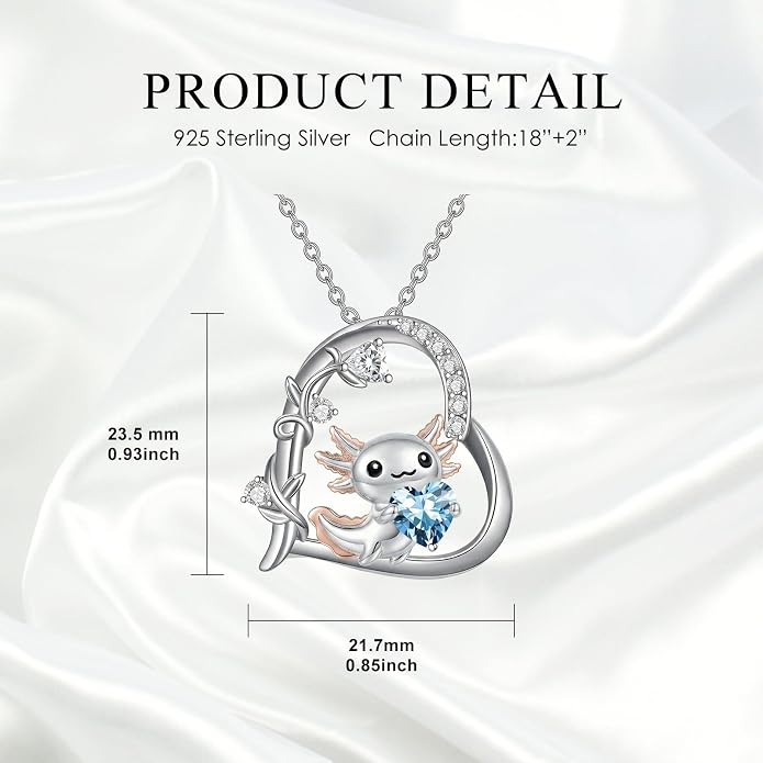 PELOVNY Teddy Bear Necklace for Women 925 Sterling Silver Bear/Highland Cow/Fox/Cat/Axolotl Birthstone Necklace Christmas Birthday Jewelry Gifts for Mom Daughter Wife Sister