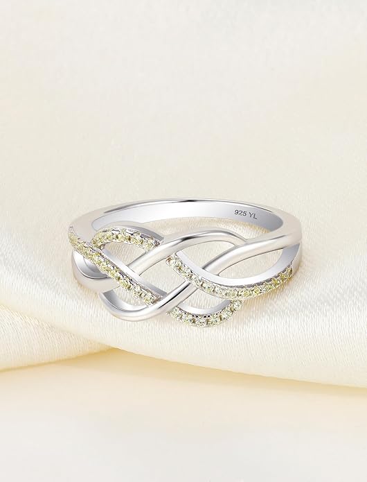 YL Celtic Knot Rings 925 Sterling Silver Twisted Knot Ring Birthstone Infinity Statement Jewelry for Women-size5