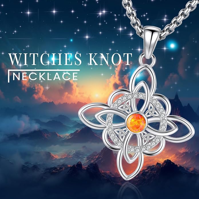Pentagram Necklace Sterling Silver Triple Moon Goddess/Celtic Knot Witches Knot/Ankh/Sun and Moon/Hecate/Lilith/Santa Muerte/Tetragrammaton Pendant Necklace Pagan Wiccan Magic Egyptian Amulet Jewelry for Women Men