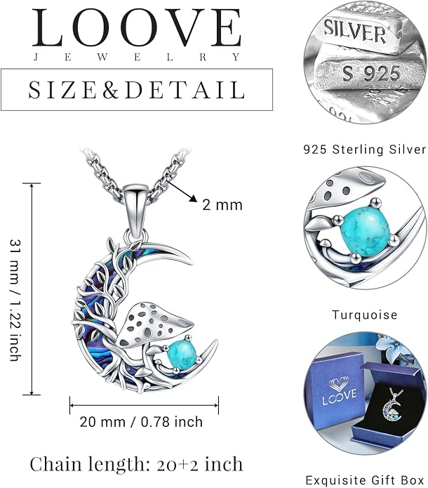 Sterling Silver Tree of Life Necklace for Women Oval Family Tree Necklace Abalone Shell Moonstone Pendant Mother Day Necklace for Mom Tree of Life Jewelry