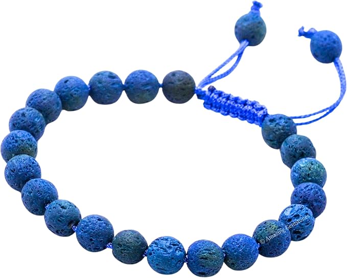 Amazing Gemstone Blue Lava Bracelet for Women Men's Gifts - Protection Healing Crystal Bracelet - 8mm Gemstone Beaded Adjustable Bracelet Pulseras para Hombres Mujer Stocking Stuffers