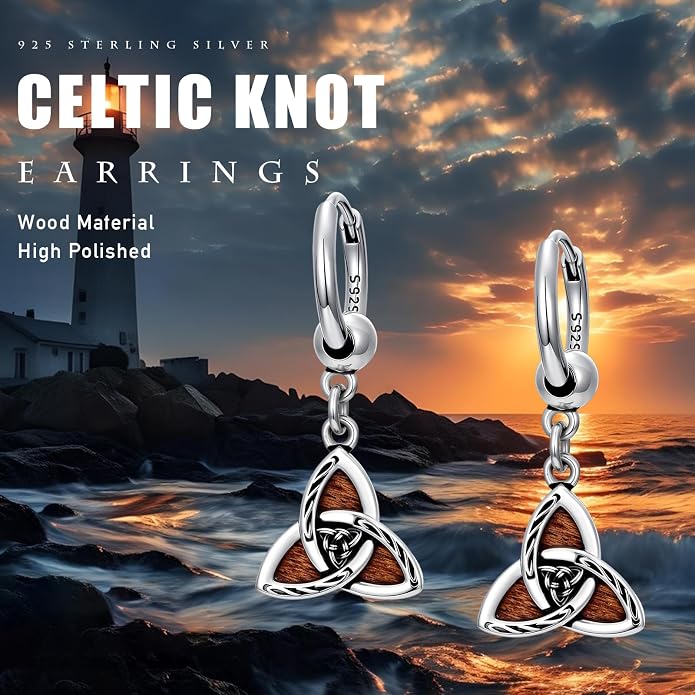 Celtic Knot Earrings 925 Sterling Silver Abalone Drop Dangle Celtic Earrings Gifts for Women