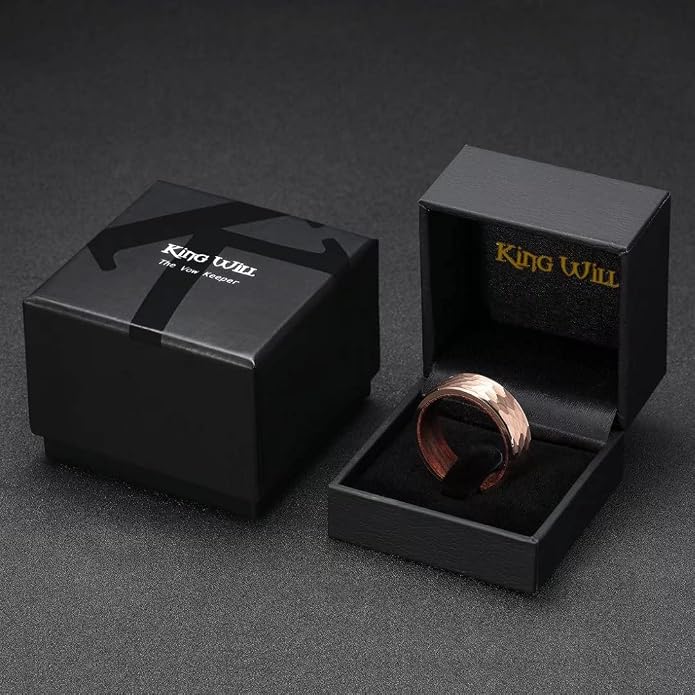 King Will Hammered 8mm Silver Tungsten Ring Hammer Men Wedding Band Comfort Fit