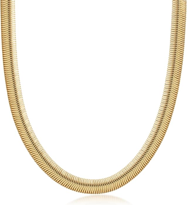 Barzel 18K Gold Plated Flat Herringbone Snake Chain Necklace for Women | Made In Brazil