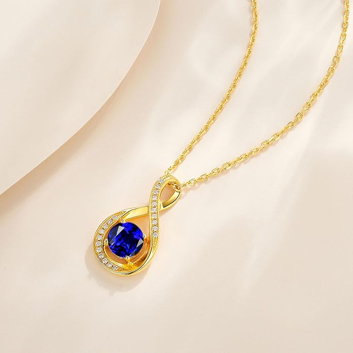 925 Sterling Silver Birthstone Necklace for Women Infinity Necklaces Birthday Anniversary Fine Jewelry Gifts for Mother Women, Adjustable Chain