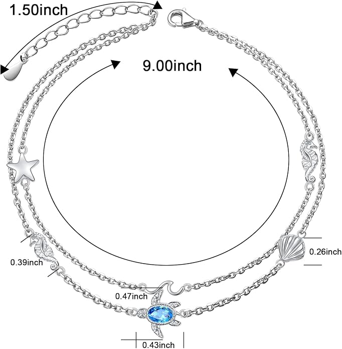 Anklets for Women 925 Sterling Silver Blue Evil Eye Infinity Butterfly Adjustable Multilayer Layered Summer Beach Ankle Bracelet Foot Chain Jewelry for Women