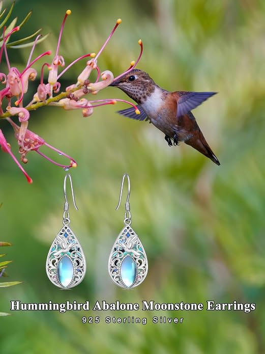 Dorunmo Moonstone Dangle Drop Earrings s925 Sterling Silver Leverback Earrings Filigree Moonstone Jewelry Birthday Gifts for Women